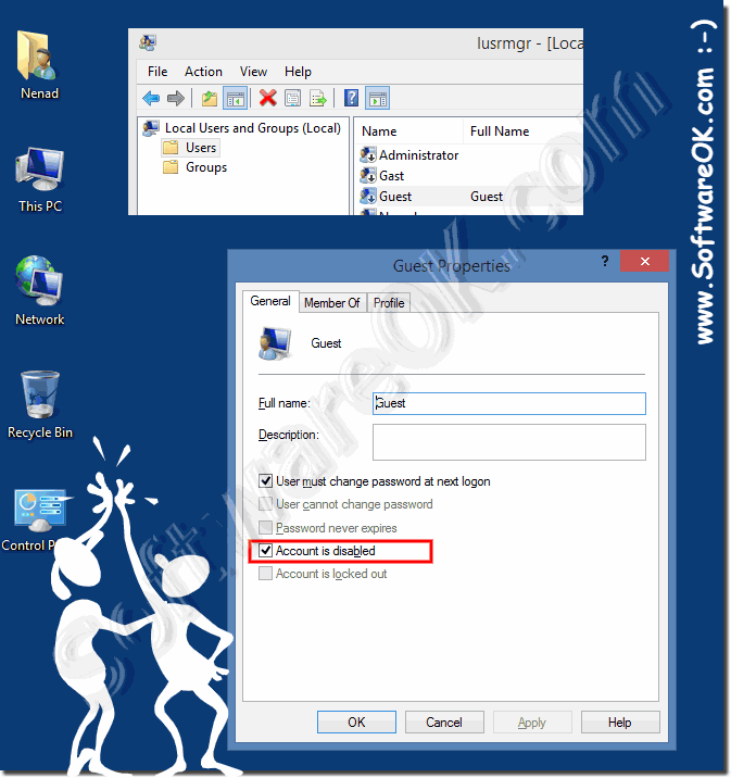 enable or disable the guest account in Windows!
