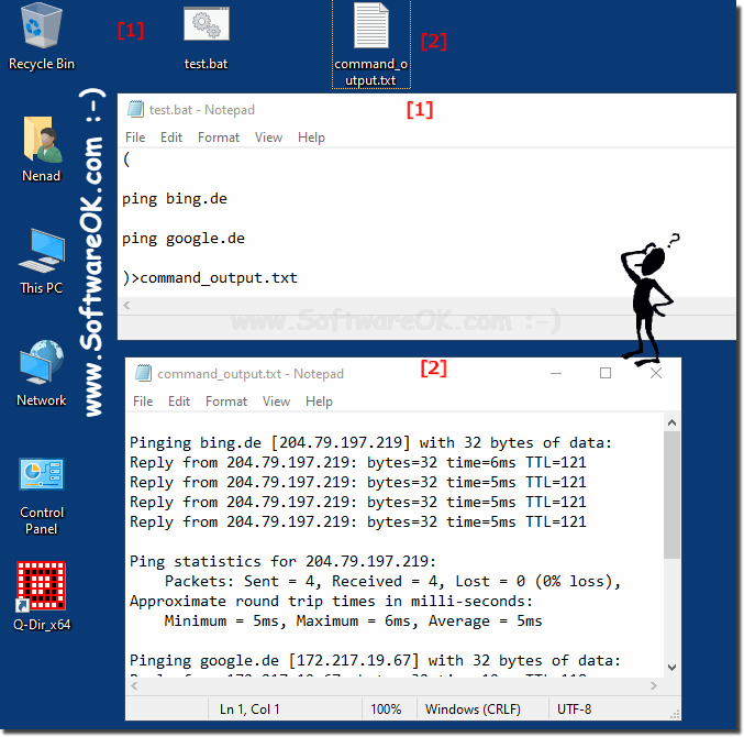 Batch file with several commands output to text file Windows 11, 10,