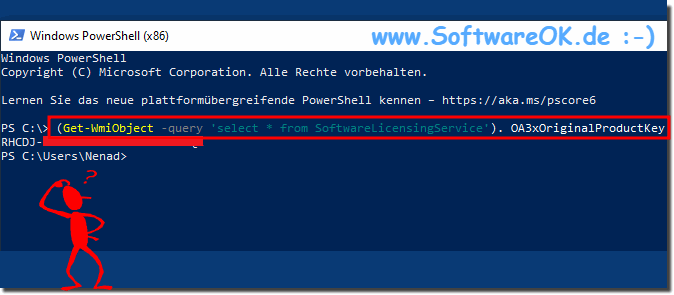 Read out the Windows 10, 8.1, 7 license key via command line!