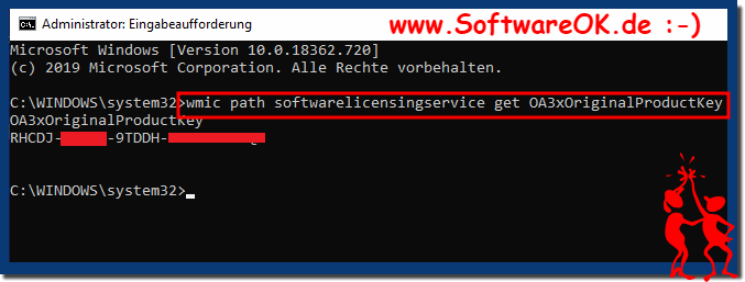 Read out the Windows product key via the cmd.exe command line!