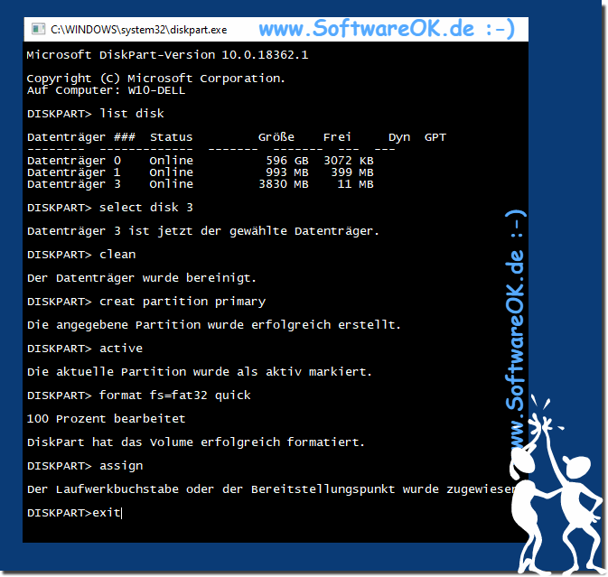 Format external hard drive or USB stick via the command prompt!