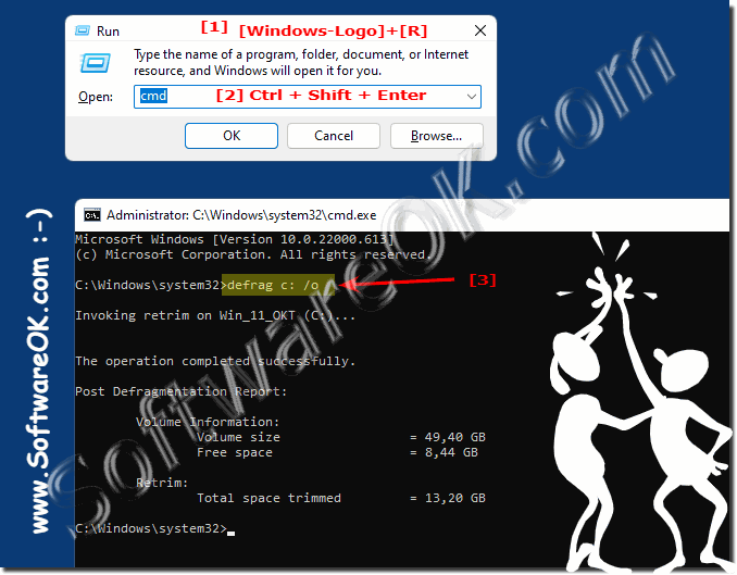 Optimize drives about the command prompt on MS Windows OS!