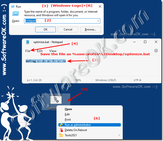 Optimize drives via script ergo batch file!