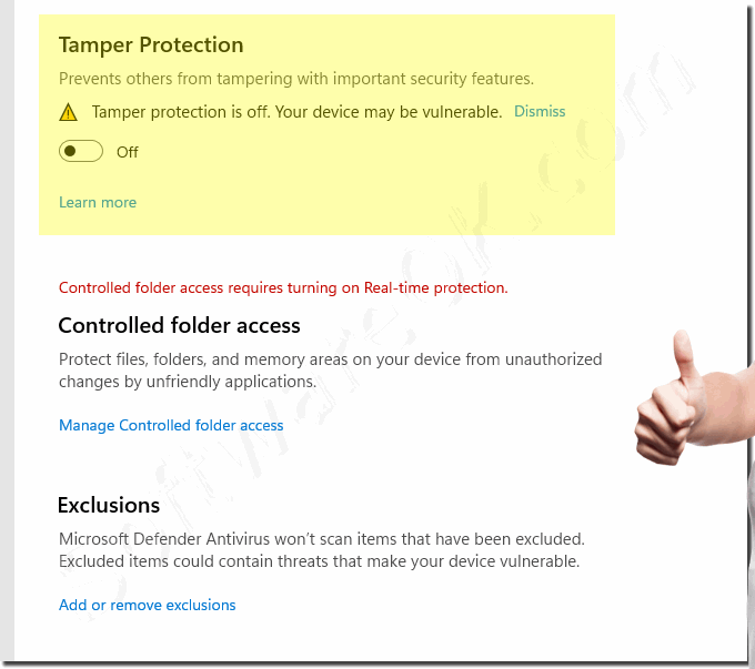 The Defender Tamper Protection in Windows 12 - 11 - 10, etc.