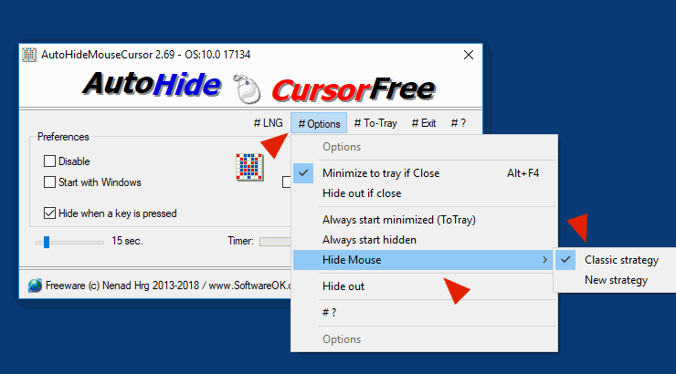 Automatic Hide the Mouse Cursor ergo Pointer on Windows 10/8.1/7 ...!