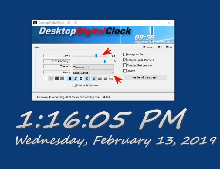 big desktop clock for windows 10