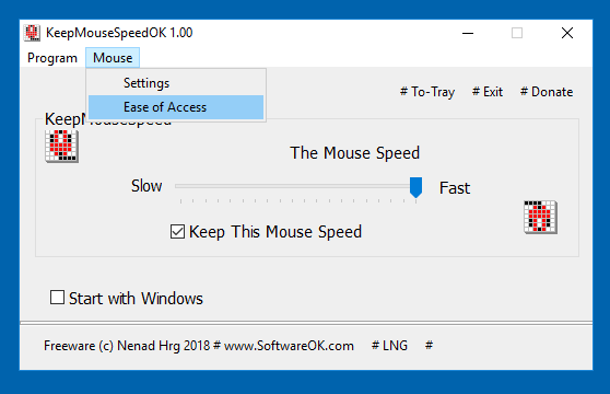 Ease access to Mouse Setting from Task-Bar To-Tray or Main Menu !