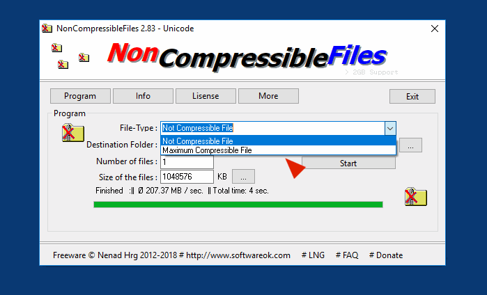 The created file can not be compressed!