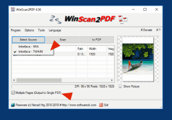 WinScan2PDF 3 Create several PDF pages optionally with TWAIN or WIA 