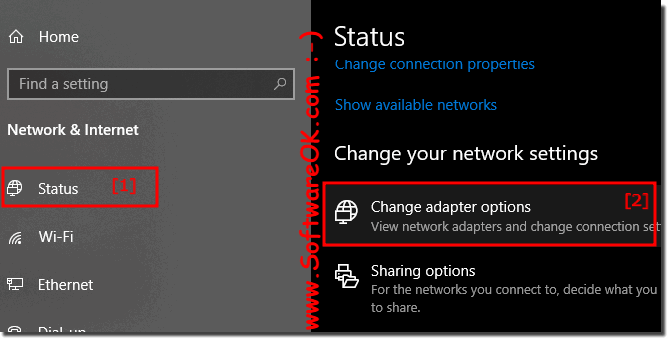 Find in Windows 10: change network adapters settings!
