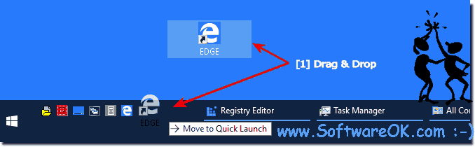 Windows 10 Edge in quick launch bar!