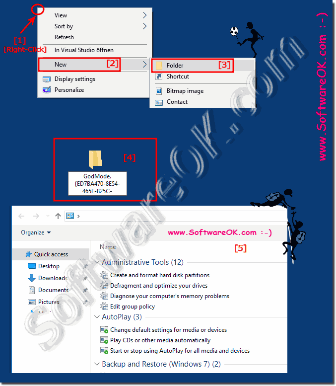 Windows 10  Activate classic God Mode System Settings folder!