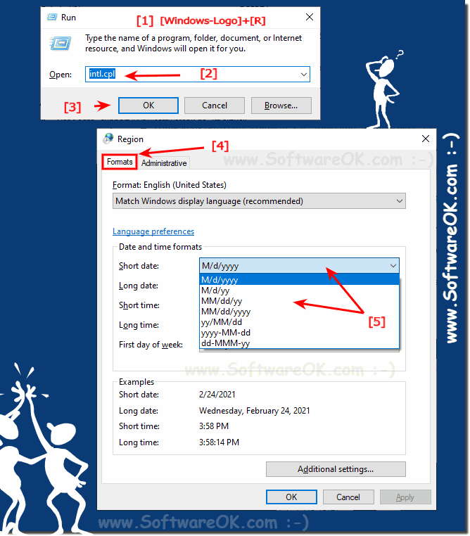 Change the long date format and Time on Windows 10!