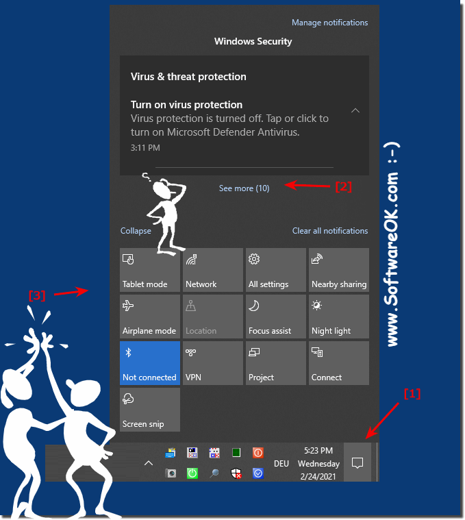 Many Settings Via The Action Center In Windows 1011