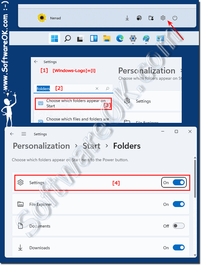  Windows 11 settings symbol in the start menu!