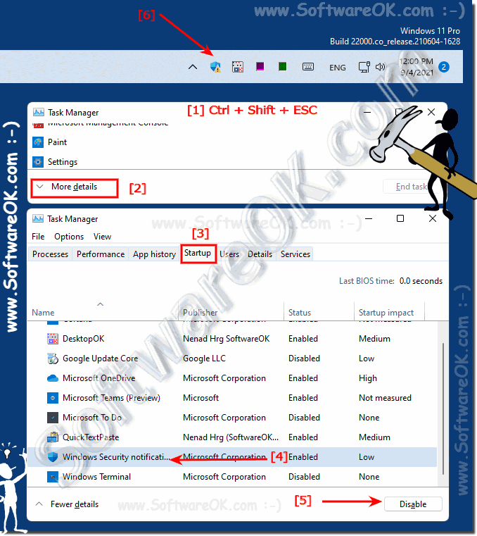 Deactivate the Windows security icon in the Windows 11 taskbar!