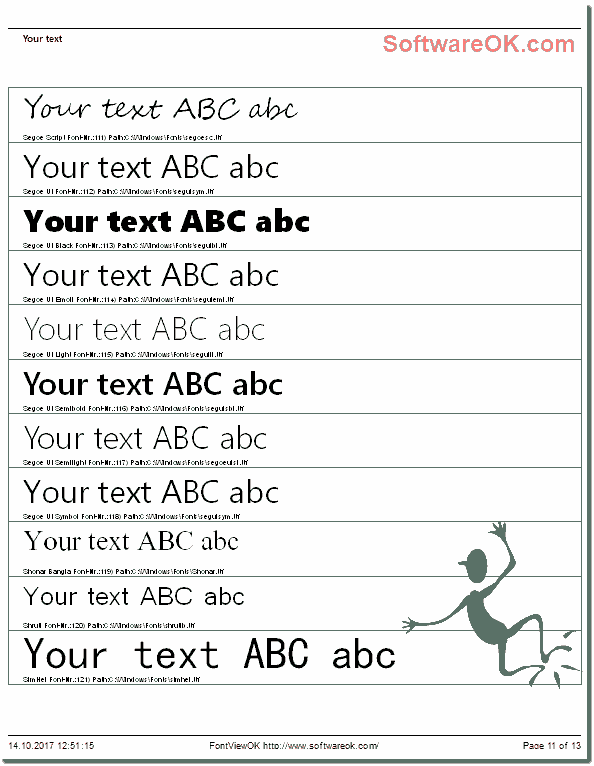 Windows Fonts Print Overview! 