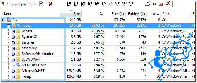 find largest folders windows