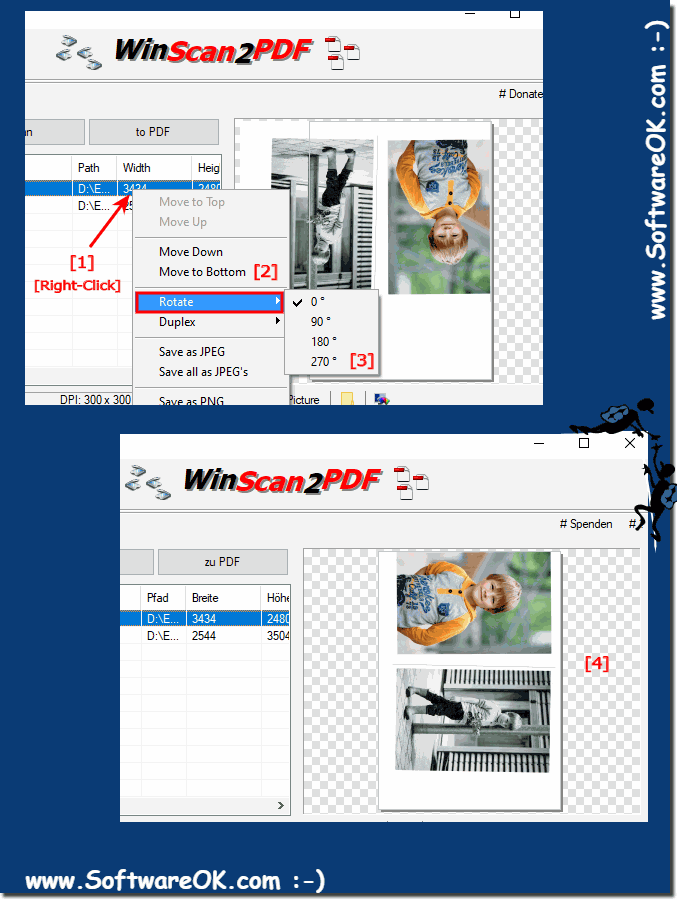 rotate pdf page with scansnap