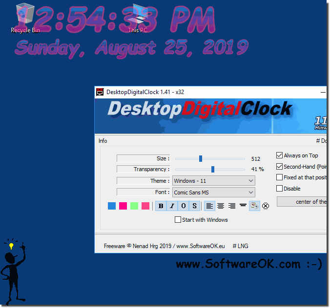 windows 10 digital desktop clock