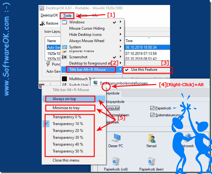Make Always on Top, To-Tray, Transparency for all Windows on 10, 8.1, ...!