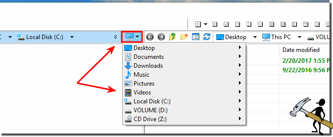 Popup in File each explorer list view