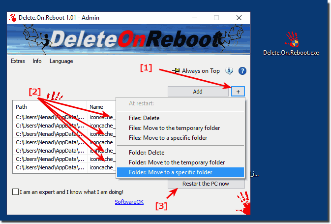 Delete files and folders when restart the Windows PC! 