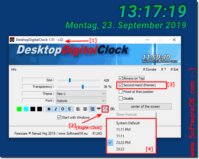 Force Windows Time Format in the Desktop Clock!