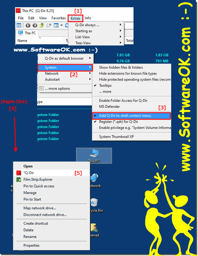 Add Q-Dir to the Windows File Explorer folder context menu!