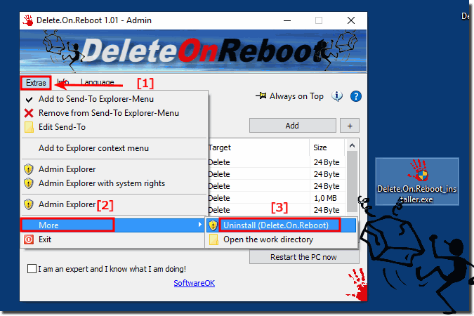 Uninstall Reboot deletion program from windows!