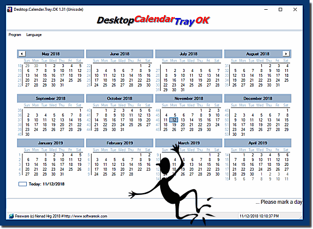 Desktop Calendar from Tray is O.K.