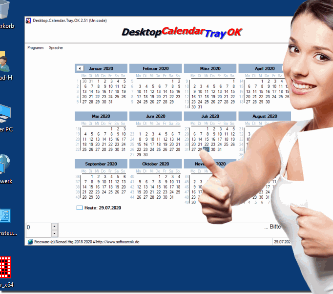 should use the small desktop calendar on Windows?