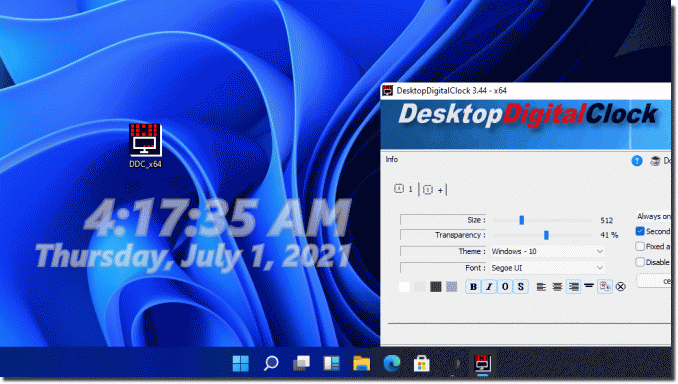 The digital clock on the MS Windows 11 desktop OS!
