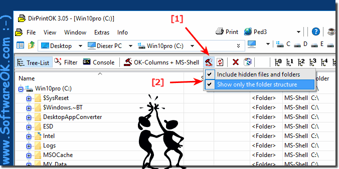 Print only the folder structure and include hidden!