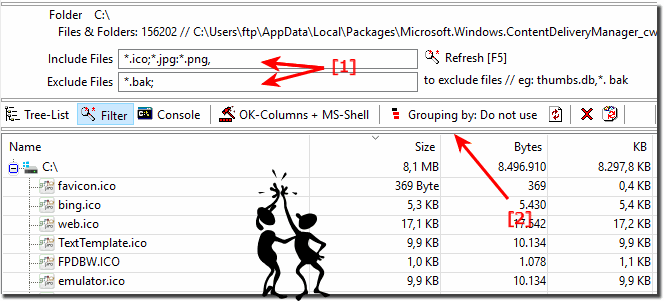 include filters and exclude filters of files plus grouping!