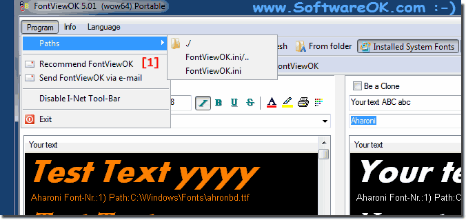 FontView Windows Folder and Settings!
