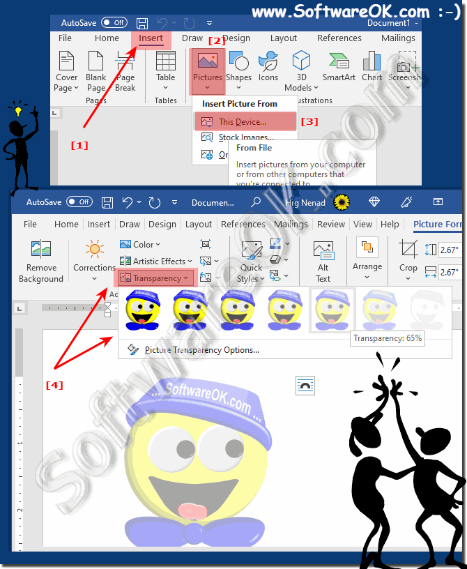 Easy insert a transparent image in MS Word!