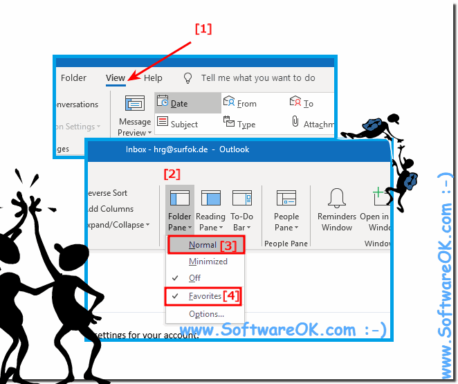 outlook personal folders open minimized