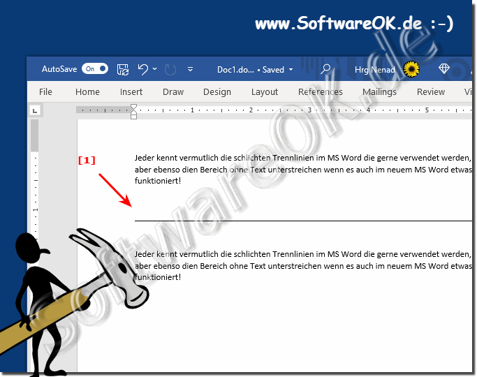 Create sublines in Word even without text!