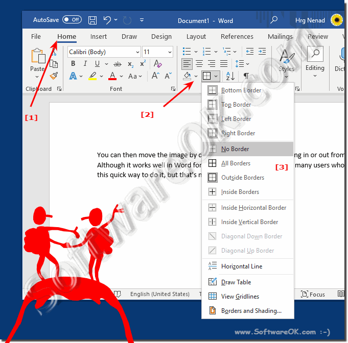 Remove Border from text in Microsoft Word!