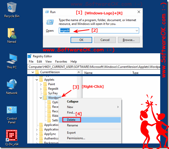 ) Reset WordPad to default values on Windows Desktop and MS Server!