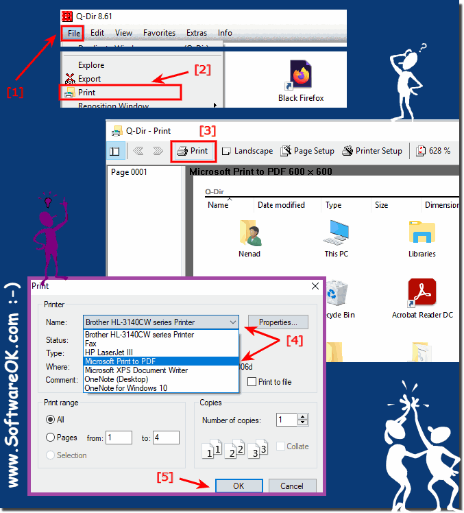 Print directory contents as PDF from Explorer view under Windows 10!