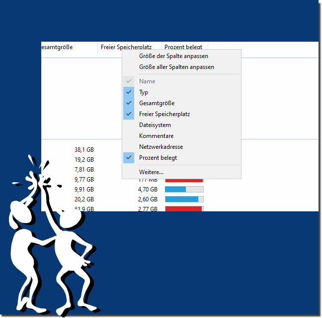 Percentage display usage overview of the partitions in Q-Dir or in MS File Explorer?