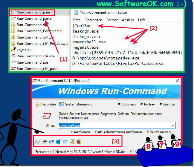 Customize Quick Launch bar with your own programs or commands!