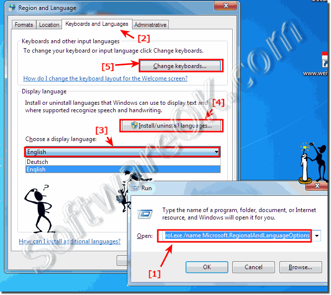 windows 7 change default language to english