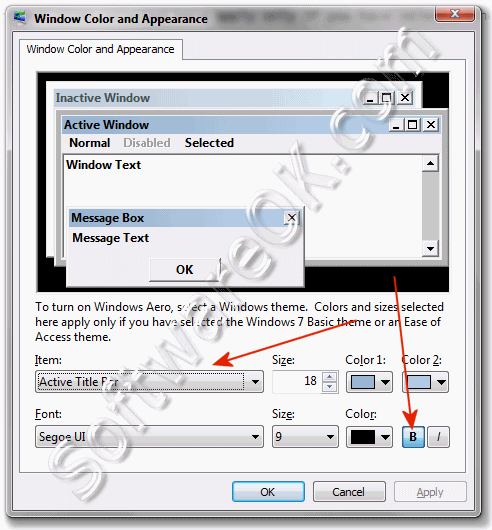 windows 7 change default font explorer