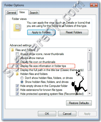 windows file explorer show folder size