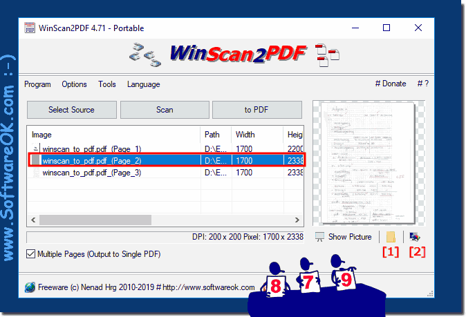 Open the scanned image in the folder or edit before create PDF!