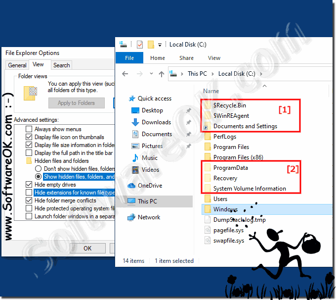 Alert at hidden files and folders on Windows-10!