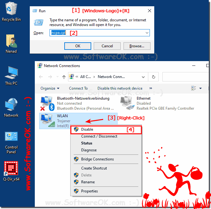 All network adapters under Windows 10 deactivate or activate!
